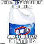 CLOROX | WHEN YOU SEE SOMETHING DISTURBING; WASH YOUR EYES OUT WITH THIS | image tagged in clorox | made w/ Imgflip meme maker