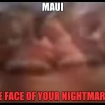 Maui's nightmare face | MAUI; THE FACE OF YOUR NIGHTMARES! | image tagged in moana pause moments,moana,memes,disney | made w/ Imgflip meme maker