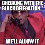 Black Delegation | CHECKING WITH THE BLACK DELEGATION.... WE'LL ALLOW IT | image tagged in black delegation | made w/ Imgflip meme maker