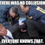 No Collusion | THERE WAS NO COLLUSION. EVERYONE KNOWS THAT. | image tagged in trump arrested,collusion,trump russia collusion,trump,fbi | made w/ Imgflip meme maker
