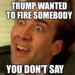 you don't say | TRUMP WANTED TO FIRE SOMEBODY; YOU DON'T SAY | image tagged in you don't say | made w/ Imgflip meme maker