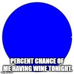 To Wine or Not to Wine... | PERCENT CHANCE OF ME HAVING WINE TONIGHT. | image tagged in 100 pie chart,wine | made w/ Imgflip meme maker