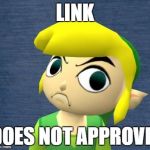 LDNA | LINK; DOES NOT APPROVE! | image tagged in wind waker link | made w/ Imgflip meme maker