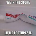 toothpaste | WE IN THE STORE; LITTLE TOOTHPASTE | image tagged in toothpaste | made w/ Imgflip meme maker