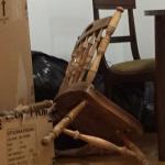 Broken chair drunk friend