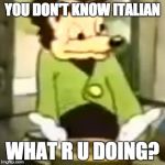 Spaghet  | YOU DON'T KNOW ITALIAN; WHAT R U DOING? | image tagged in spaghet | made w/ Imgflip meme maker