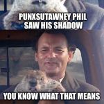 Ground Hog Day | PUNXSUTAWNEY PHIL SAW HIS SHADOW; YOU KNOW WHAT THAT MEANS; 7 MORE YEARS OF TRUMP | image tagged in ground hog day madness | made w/ Imgflip meme maker