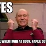 MERCI | YES; MY FACE WHEN I WIN AT ROCK, PAPER, SCISSORS | image tagged in merci | made w/ Imgflip meme maker