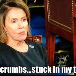 Nancy Pelosi gum | Just crumbs...stuck in my teeth | image tagged in nancy pelosi gum | made w/ Imgflip meme maker