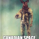 Moose in a Space suit | CANADIAN SPACE PROGRAM | image tagged in moose in a space suit | made w/ Imgflip meme maker