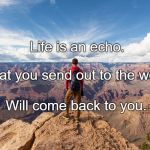 echo chamber | Life is an echo. What you send out to the world; Will come back to you. | image tagged in echo chamber | made w/ Imgflip meme maker