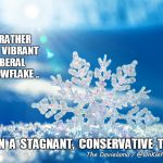Facebook Snowflake Award | I'D  RATHER BE  A  VIBRANT LIBERAL    SNOWFLAKE .. THAN  A  STAGNANT,  CONSERVATIVE  TURD; The Davielama / @UnKleFreaKy | image tagged in facebook snowflake award | made w/ Imgflip meme maker