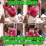 Carlton | CARLTON BANKS; THE EPITOME OF WHITENESS FROM BEL AIR TO ITHACA | image tagged in carlton | made w/ Imgflip meme maker