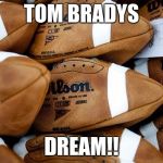 Patriots Footballs | TOM BRADYS; DREAM!! | image tagged in patriots footballs | made w/ Imgflip meme maker