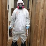 woman in hazmat suit