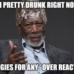 Right Tin Foil | IM PRETTY DRUNK RIGHT NOW; APOLOGIES FOR ANY ' OVER REACTIONS' | image tagged in right tin foil | made w/ Imgflip meme maker