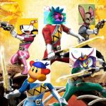 Holy Crap!!! It's The Squad!!! | image tagged in power rangers dino charge,kirby,cuphead,pokemon,squad | made w/ Imgflip meme maker