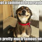 Pretty much famous now. | I got a comment from raydog; I’m pretty much famous now. | image tagged in proud dog,raydog,im famous now,comments,comment | made w/ Imgflip meme maker