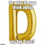 Big D | So what do you think about; my big D pic? | image tagged in big d | made w/ Imgflip meme maker