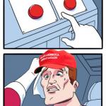 Two Button Maga Hat meme