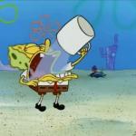Spongebob drinking water meme