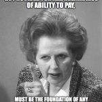 Thatcher on Health Care | “THE PRINCIPLE THAT ADEQUATE HEALTH CARE SHOULD BE PROVIDED FOR ALL, REGARDLESS OF ABILITY TO PAY, MUST BE THE FOUNDATION OF ANY ARRANGEMENTS FOR FINANCING THE HEALTH SERVICE.”                                          MARGARET THATCHER | image tagged in maggie thatcher,health care | made w/ Imgflip meme maker