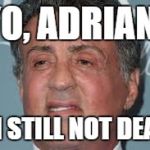 sylvester stallone | YO, ADRIAN! I'M STILL NOT DEAD! | image tagged in sylvester stallone | made w/ Imgflip meme maker