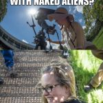 NASA bad pun | WHAT DO YOU CALL; A VIDEO GAME WITH NAKED ALIENS? SPACED INVADERS | image tagged in nasa bad pun,memes | made w/ Imgflip meme maker