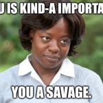 you is kind | YOU IS KIND-A IMPORTANT. YOU A SAVAGE. | image tagged in you is kind | made w/ Imgflip meme maker