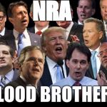 The Republicans | NRA; BLOOD BROTHERS | image tagged in the republicans | made w/ Imgflip meme maker