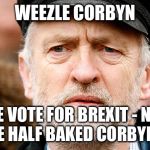 Jeremy Corbyn | WEEZLE CORBYN; WE VOTE FOR BREXIT - NOT SOME HALF BAKED CORBYN CON | image tagged in jeremy corbyn | made w/ Imgflip meme maker