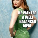 Amy Adams joke template  | WHY DID THE CANNIBAL EAT A TIGHT ROPE WALKER? HE WANTED A WELL BALANCED MEAL | image tagged in amy adams joke template,jbmemegeek,amy adams,cannibal,bad puns | made w/ Imgflip meme maker