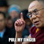 dalai lama supports war | PULL MY FINGER | image tagged in dalai lama supports war | made w/ Imgflip meme maker