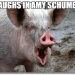 pig | {LAUGHS IN AMY SCHUMER} | image tagged in pig | made w/ Imgflip meme maker