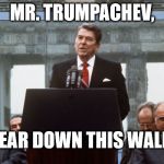 Ronald Reagan Wall | MR. TRUMPACHEV, TEAR DOWN THIS WALL! | image tagged in ronald reagan wall | made w/ Imgflip meme maker
