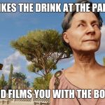 Sly roman | SPIKES THE DRINK AT THE PARTY; AND FILMS YOU WITH THE BOSS | image tagged in sly roman | made w/ Imgflip meme maker