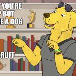 Mr Peanutbutter Later | WHEN YOU'RE HIP BUT YOU'RE A DOG; IT'S RUFF | image tagged in mr peanutbutter later | made w/ Imgflip meme maker