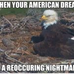 Static Eagle | WHEN YOUR AMERICAN DREAM; IS A REOCCURING NIGHTMARE | image tagged in static eagle | made w/ Imgflip meme maker