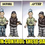 Gun Control | GUN CONTROL THESE DAYS | image tagged in gun control | made w/ Imgflip meme maker