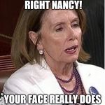 Nancy Pelosi | YOUR MOTHER WAS RIGHT NANCY! YOUR FACE REALLY DOES 'FREEZE LIKE THAT!' | image tagged in nancy pelosi | made w/ Imgflip meme maker