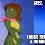 Mona Lisa TMNT  | GEEZ, I MISS BEING A HUMAN. | image tagged in mona lisa tmnt | made w/ Imgflip meme maker