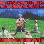 Sound of Music | I DON'T KNOW WHO YOU THINK YOU ARE, BUT I KNOW THIS MUCH IS TRUE; I WANNA DO BAD THINGS WITH YOU | image tagged in sound of music | made w/ Imgflip meme maker