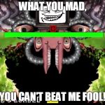 Omega Flowey Troll Face | WHAT YOU MAD, YOU CAN'T BEAT ME FOOL! | image tagged in omega flowey troll face | made w/ Imgflip meme maker