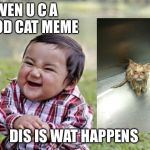 Evil Baby Meme | WEN U C A GOOD CAT MEME; DIS IS WAT HAPPENS | image tagged in evil baby meme | made w/ Imgflip meme maker