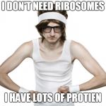 Skinny Guy | I DON'T NEED RIBOSOMES; I HAVE LOTS OF PROTIEN | image tagged in skinny guy | made w/ Imgflip meme maker