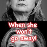 Hillary Winking | How can we 'miss' her?... When she won't go away! | image tagged in hillary winking | made w/ Imgflip meme maker