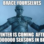 Winter is coming , Reddit | BRACE YOURSELVES; WINTER IS COMING  AFTER 1000000000 SEASONS IN BRITAIN | image tagged in winter is coming  reddit | made w/ Imgflip meme maker
