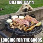 diet | DIETING: DAY 4; LONGING FOR THE GOODS | image tagged in diet | made w/ Imgflip meme maker