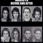 addicts before and after meme