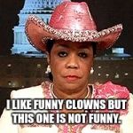 Frederica Wilson | I LIKE FUNNY CLOWNS BUT THIS ONE IS NOT FUNNY. | image tagged in frederica wilson | made w/ Imgflip meme maker